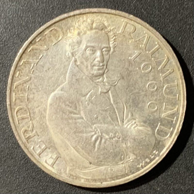 紫瑗钱币—微拍第128期  - 奥地利 1966年 费迪南雷蒙德逝世130周年 25先令 13克 0.8银
