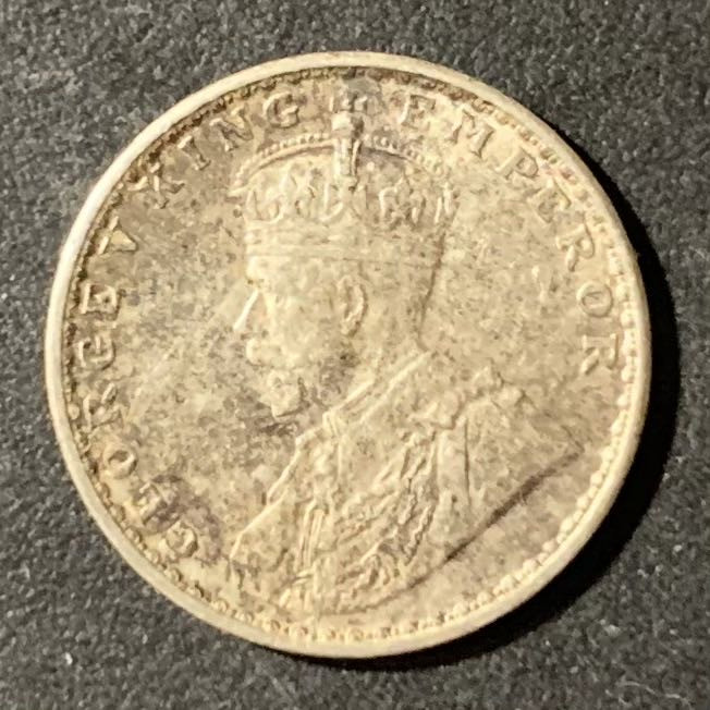 紫瑗钱币—微拍第123期  英属印度 1917年 乔治五世 2安娜 1.46克 0.917银 UNC