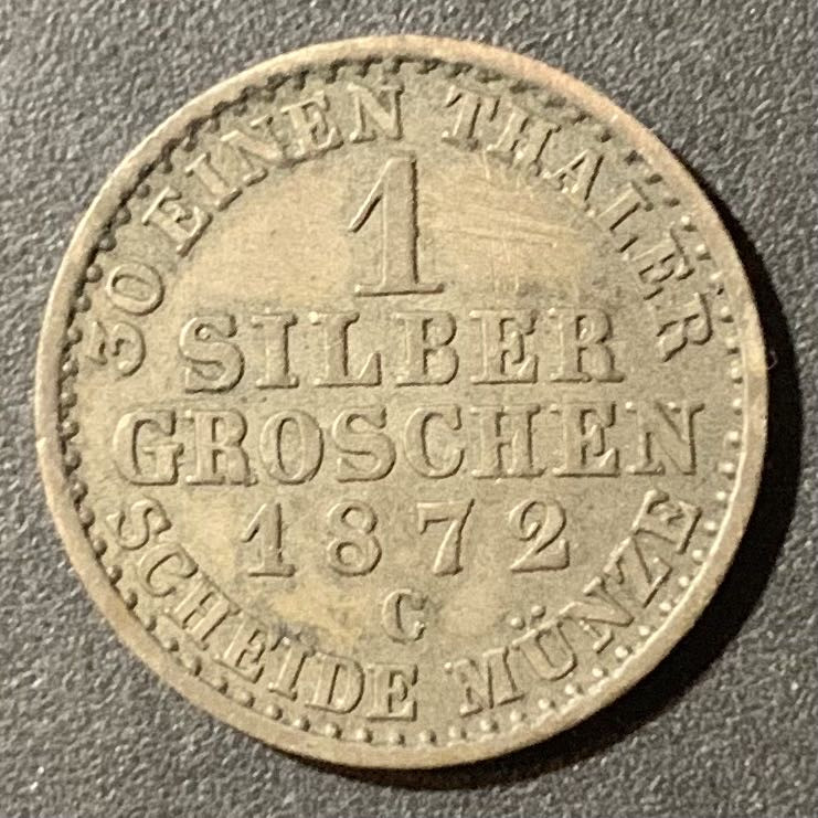 紫瑗钱币—微拍第123期  德国 普鲁士 1872年 C版 1格罗森 铜币 AU