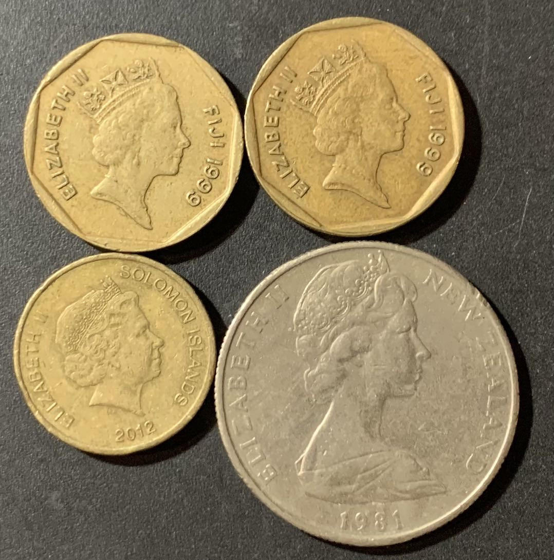 紫瑗钱币—微拍第123期  斐济 所罗门 新西兰 流通币 4枚一组