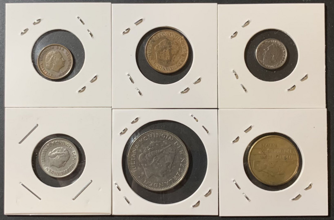紫瑗钱币—微拍第123期  荷兰 欧元前流通币 1分—5盾 6枚套