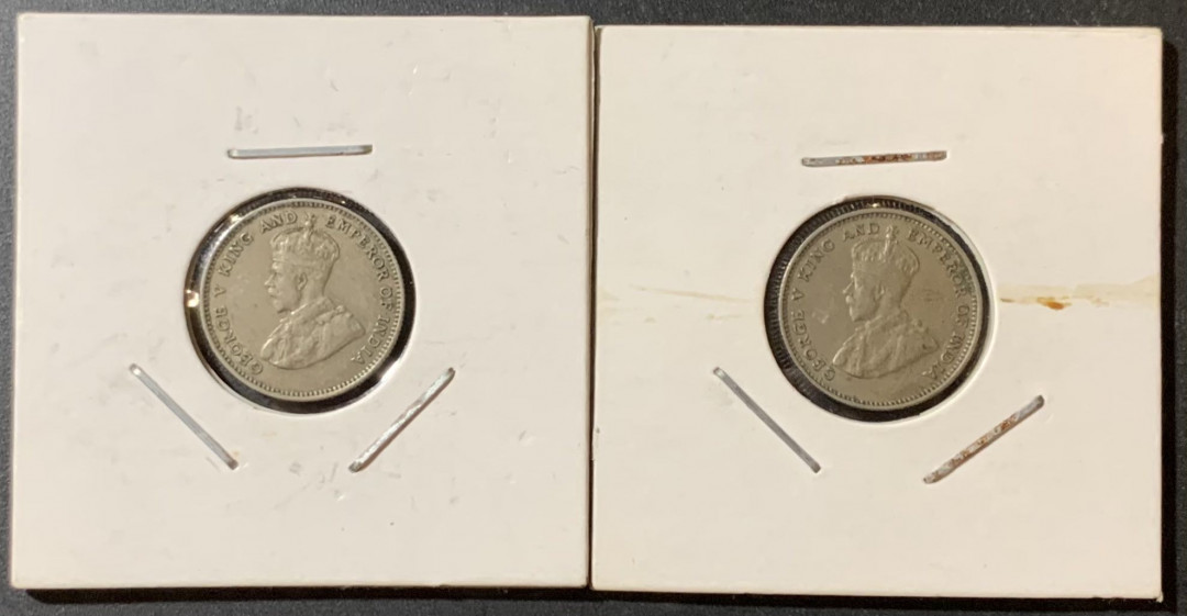 紫瑗钱币—微拍第123期  香港 1935 1936年 乔治5世 一毫 2枚一组