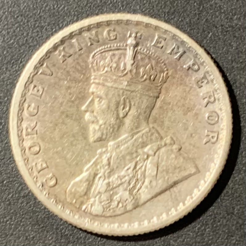 紫瑗钱币—微拍第123期  英属印度 1936年 乔治五世 1/2卢比 5.83克 0.917银 UNC