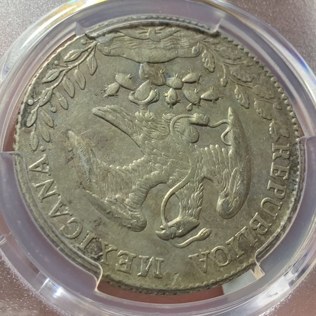 紫瑗钱币—微拍第123期  墨西哥 1878年 MO MH 8里亚尔 花边鹰洋 PCGS AU55