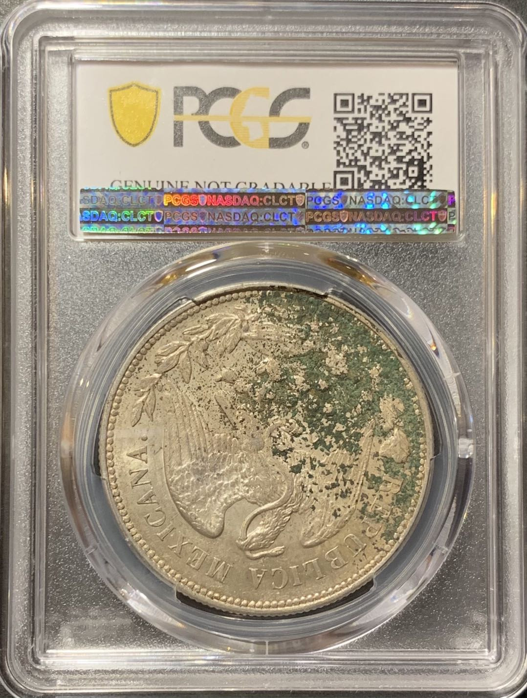 紫瑗钱币—微拍第123期  墨西哥 1908年 MO AM 1比索 直边鹰洋 PCGS UNCDetail