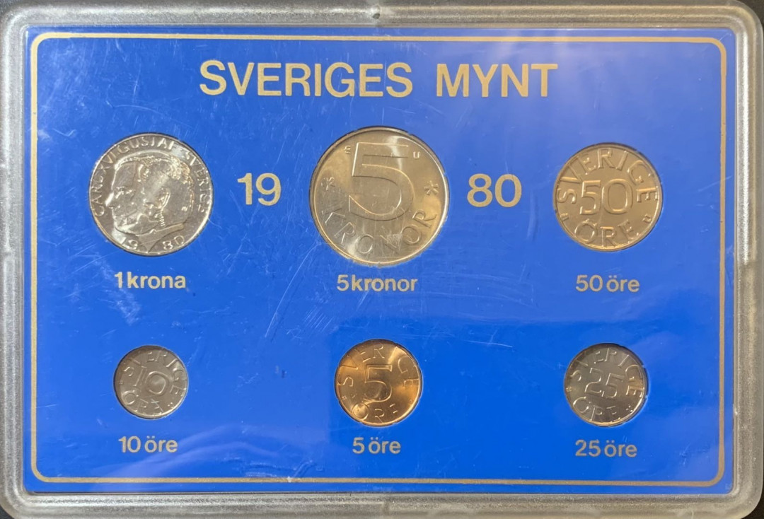 紫瑗钱币—微拍第123期  瑞典 1980年 5欧尔—5克朗 6枚套 原厂盒