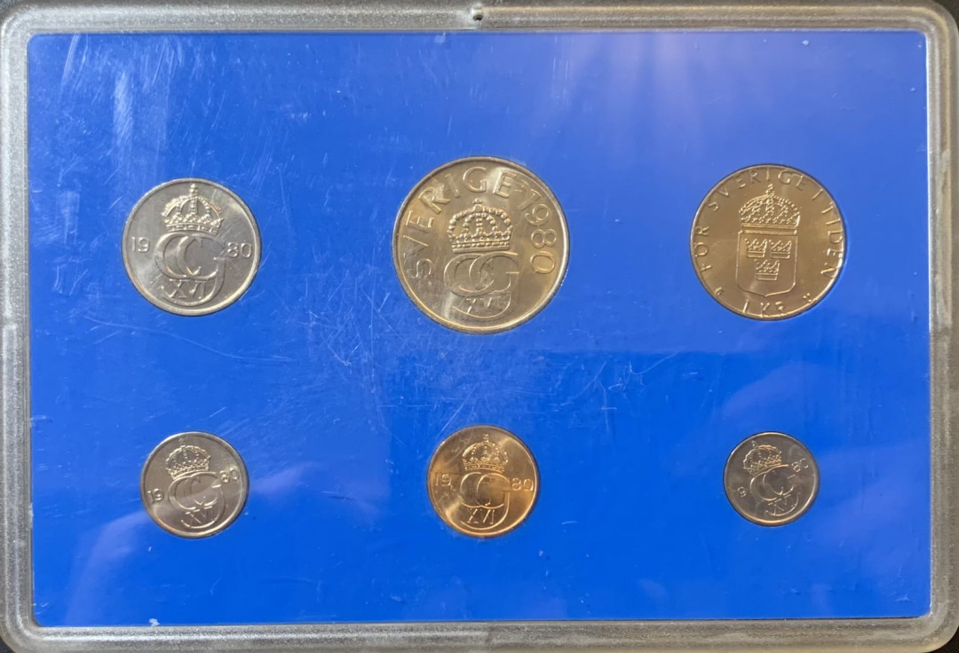 紫瑗钱币—微拍第123期  瑞典 1980年 5欧尔—5克朗 6枚套 原厂盒