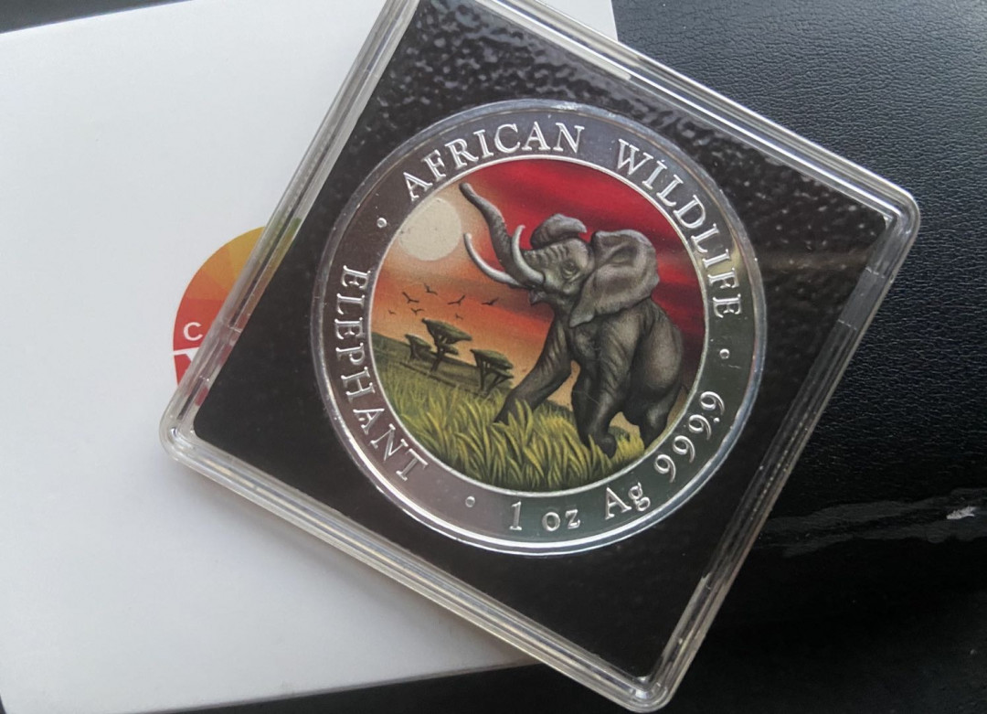 【币观天下】第132场钱币拍卖～  索马里2016年100先令，1盎司万足银 多彩自然之“归来-霞光万丈”，UV亮光饱满彩色纪念银币