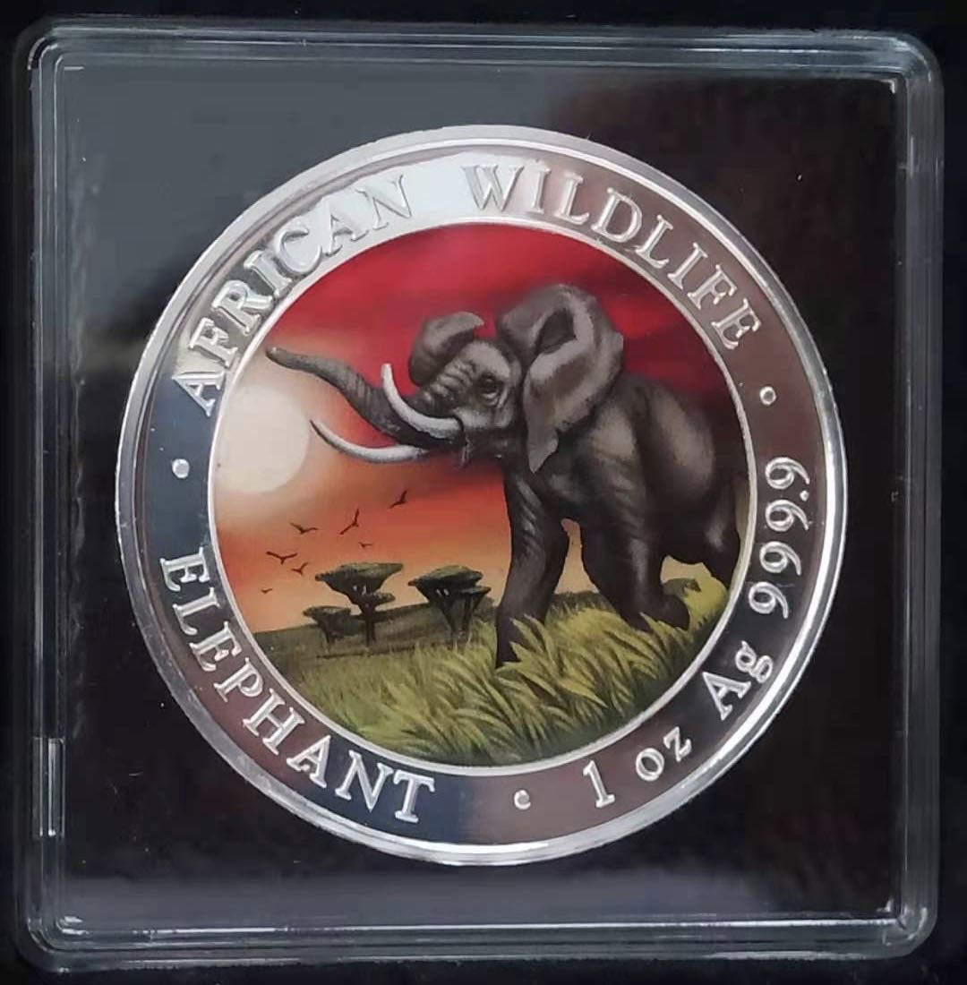 【币观天下】第132场钱币拍卖～  索马里2016年100先令，1盎司万足银 多彩自然之“归来-霞光万丈”，UV亮光饱满彩色纪念银币