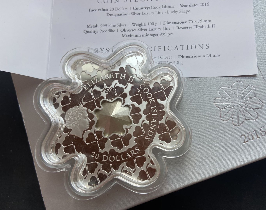 【币观天下】第132场钱币拍卖～ 【库克】2016年奢华艺术系列四叶草大银币