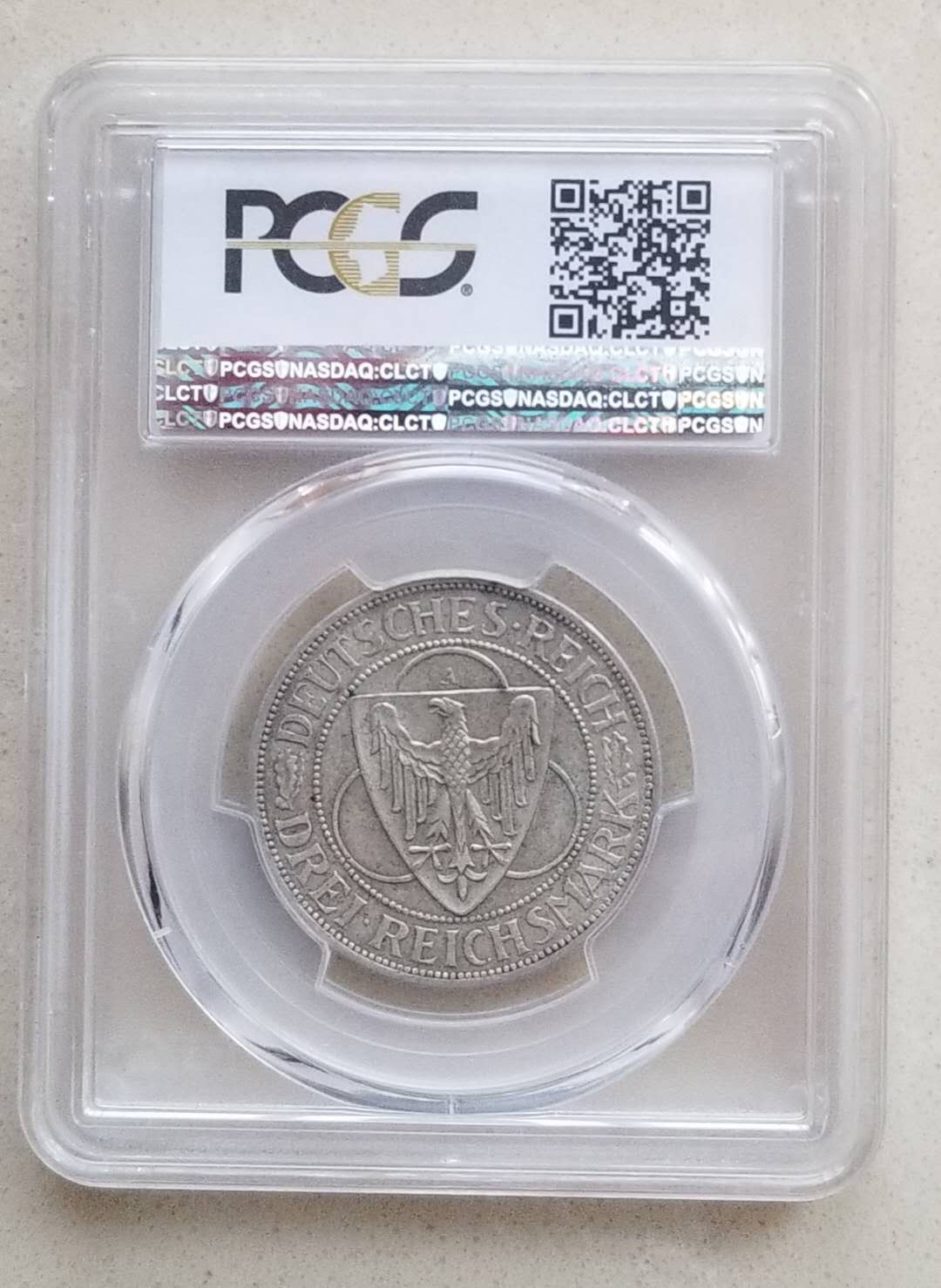 【币观天下】第132场钱币拍卖～ PCGS55德国1930年解放莱茵兰3马克银币