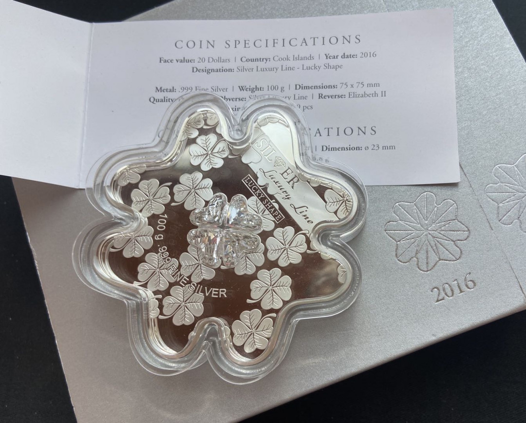 【币观天下】第132场钱币拍卖～ 【库克】2016年奢华艺术系列四叶草大银币