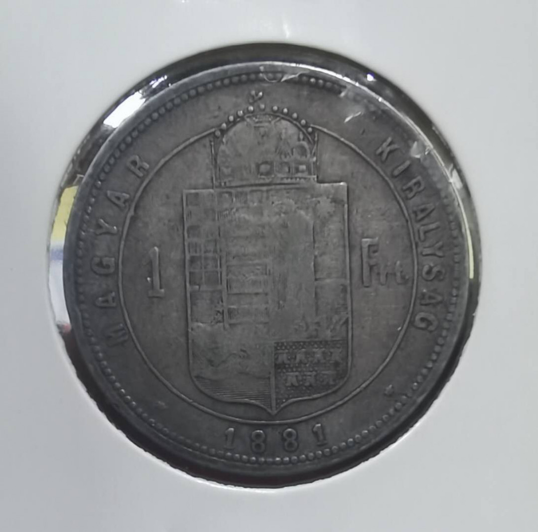 北京马甸外币专卖微拍第三十四期，银币专场，陆续上新，欢迎关注 1881年匈牙利1F银币，重12.3457克，成色900，品相如图