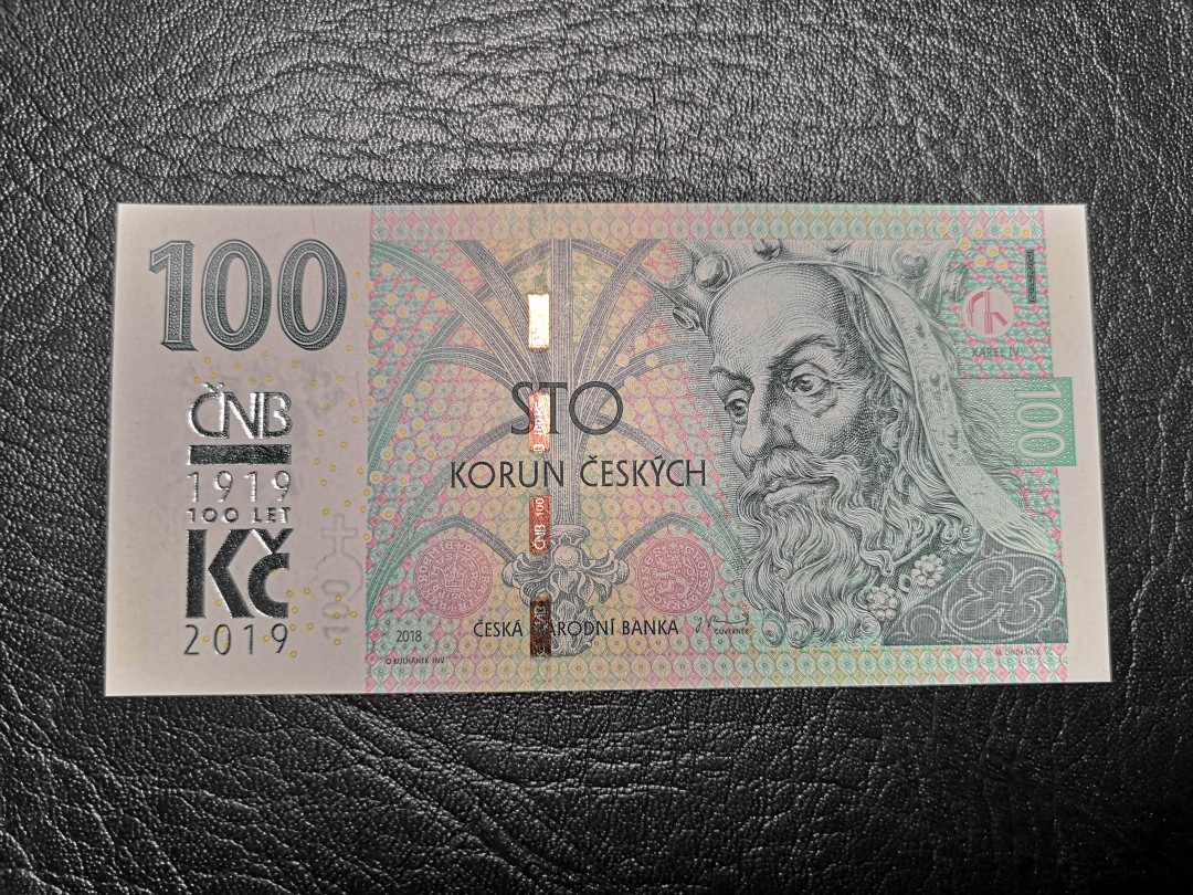 《外钞收藏家》第九十四期拍卖 2019年捷克100克朗 加盖100周年纪念钞  全新unc