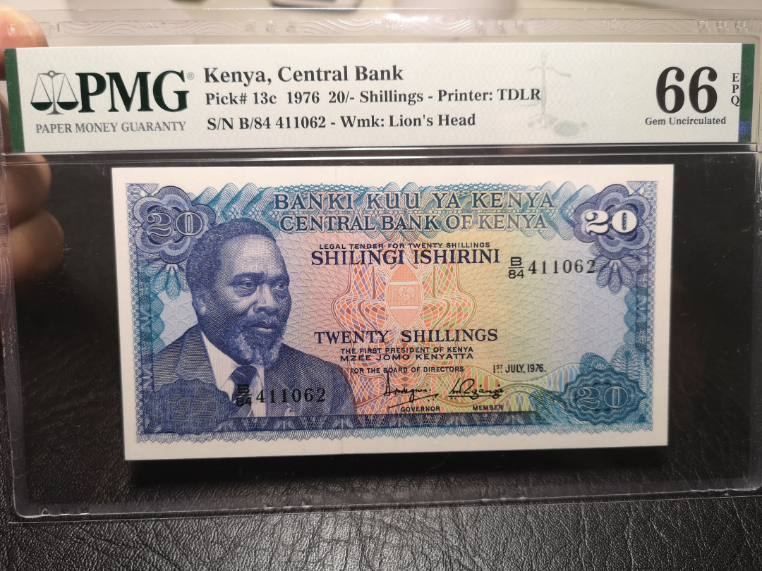 《外钞收藏家》第九十四期拍卖 肯尼亚1976年20先令 pmg66