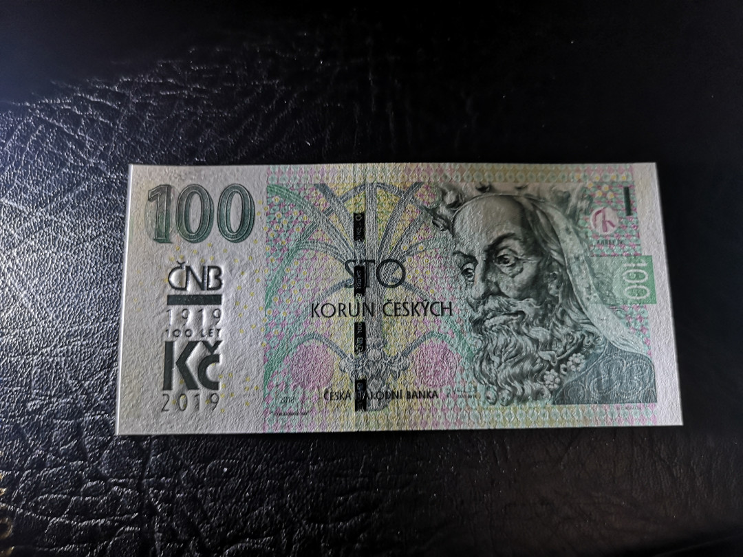 《外钞收藏家》第九十四期拍卖 2019年捷克100克朗 加盖100周年纪念钞  全新unc