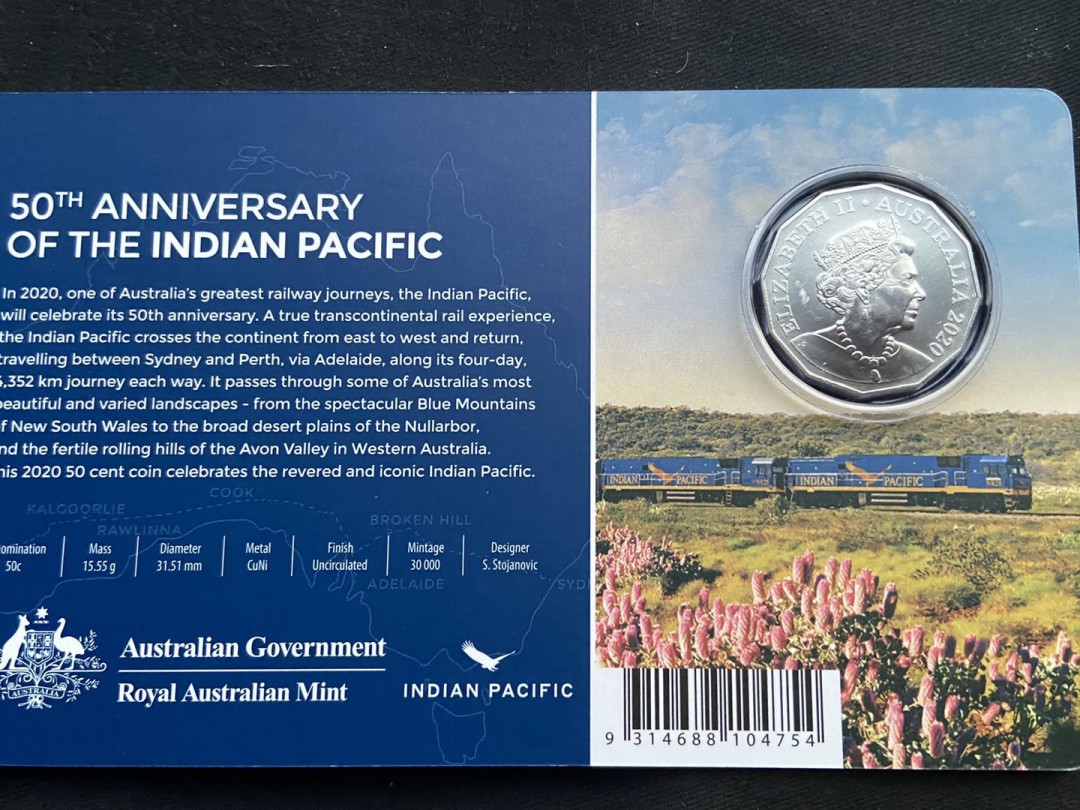 【币观天下】第133场拍卖【圣诞场】 【澳大利亚】2020印度洋火车彩色镍币