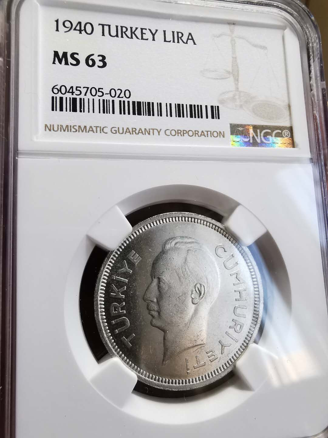 凡希社世界钱币微拍第一百四十四期 1940土耳其里拉银NGC-MS63