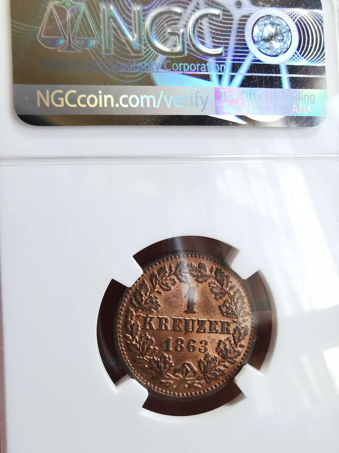 凡希社世界钱币微拍第一百四十四期 1863拿骚1K铜 NGC-MS64