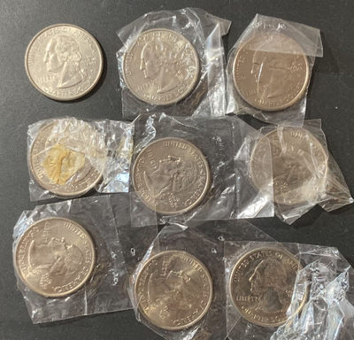 紫瑗钱币—微拍第124期  - 美国 州币 25美分 收藏级 9枚一组 UNC