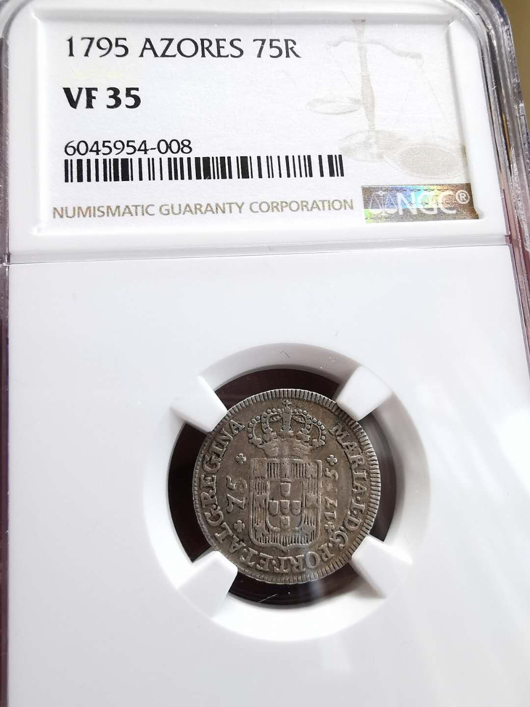 凡希社世界钱币微拍第一百四十四期 1795葡属亚速尔75R银NGC-VF35