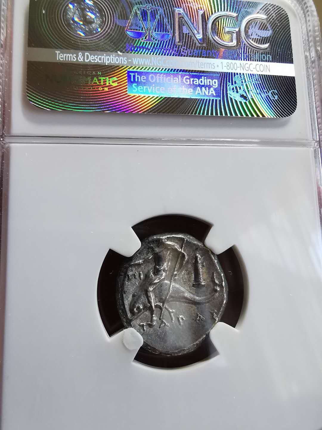 凡希社世界钱币微拍第一百四十四期 荐！281BC古希腊卡拉布里亚塔拉斯2德银NGC-AU背海豚