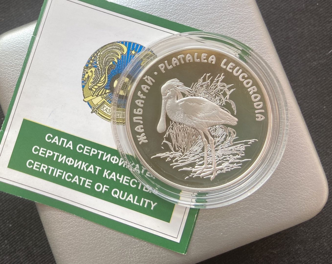 【币观天下】第133场拍卖【圣诞场】 哈萨克斯坦2002年篦鹭银币