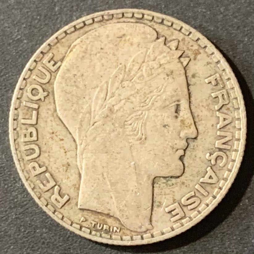 紫瑗钱币—微拍第124期  法国 1933 自由女神 10法郎 银币 10克 0.68 银