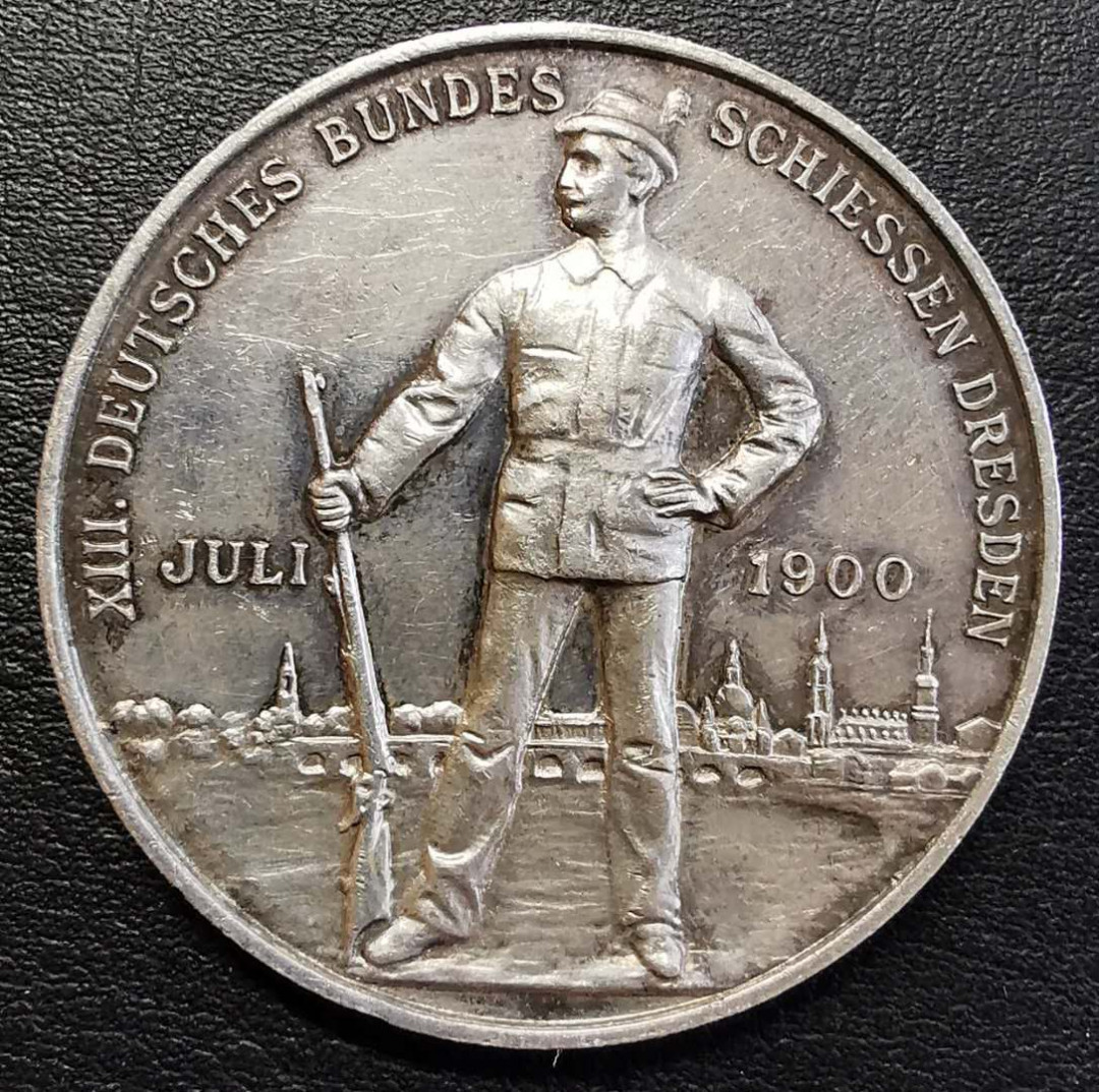 凡希社世界钱币微拍第一百四十四期 1900德累斯顿射击节日耳曼尼亚银章