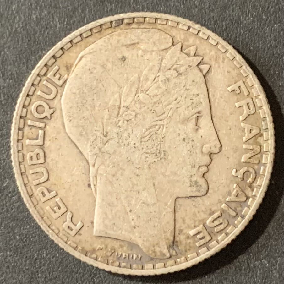 紫瑗钱币—微拍第124期  法国 1934年 自由女神 10法郎 银币 10克 0.68 银