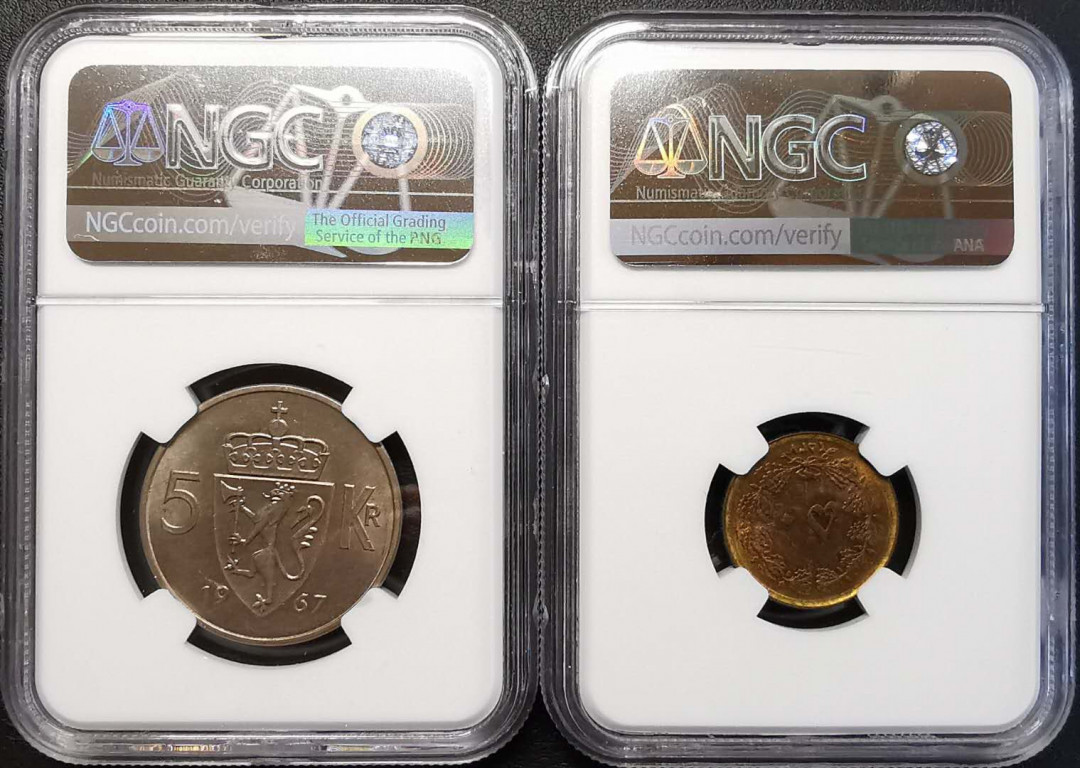 凡希社世界钱币微拍第一百四十四期 挪威伊朗一对NGC