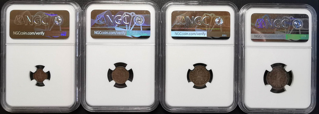 凡希社世界钱币微拍第一百四十四期 1828英国乔四濯足币四枚NGC