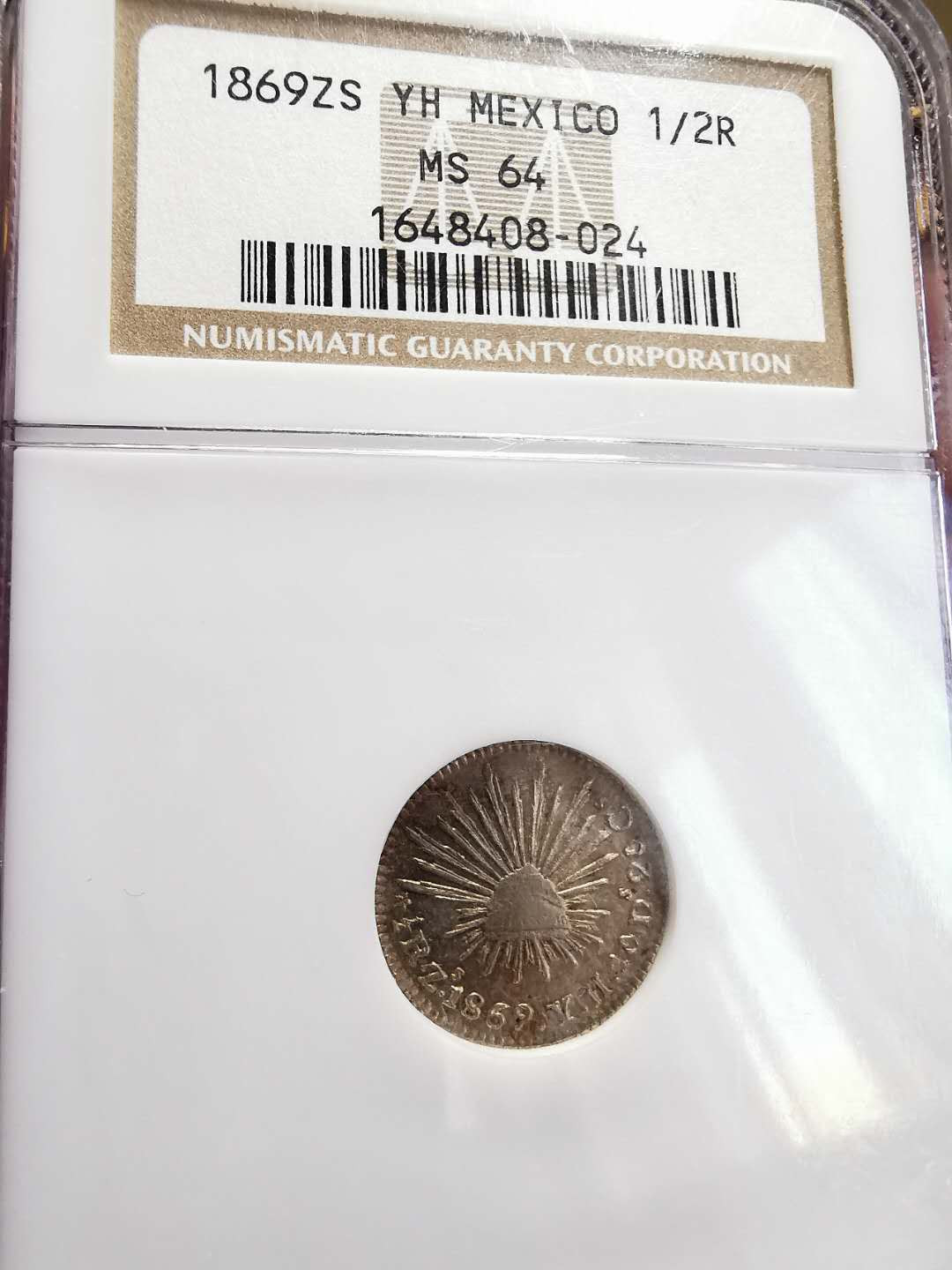 凡希社世界钱币微拍第一百四十四期 1869ZS墨西哥1/2R小鹰洋NGC-MS64