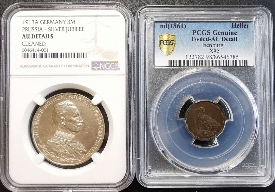 凡希社世界钱币微拍第一百四十四期 1861爱森伯格小鸟heller/普鲁士3马克