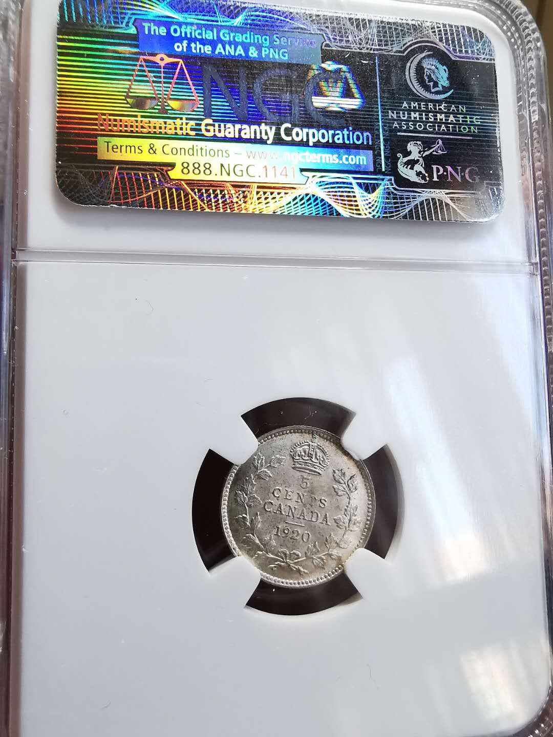 凡希社世界钱币微拍第一百四十四期 1920加拿大乔五5分NGC-MS64