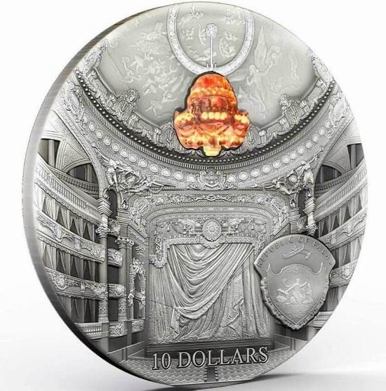 【币观天下】第133场拍卖【圣诞场】 帕劳2014年巴黎歌剧院镶嵌水晶2盎司仿古纪念银币