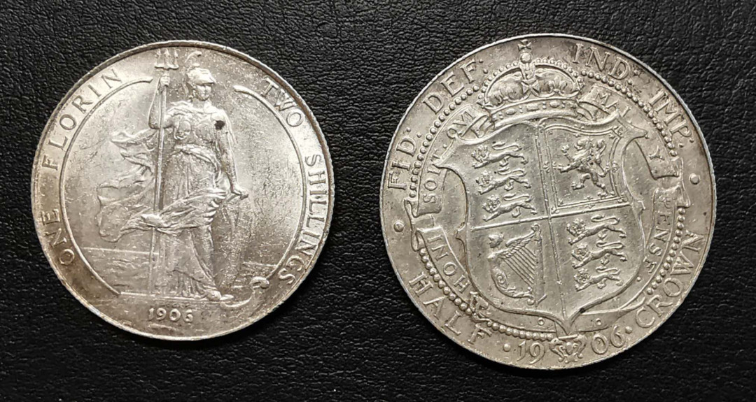 凡希社世界钱币微拍第一百四十四期 1906英国爱七佛罗林半克朗AU