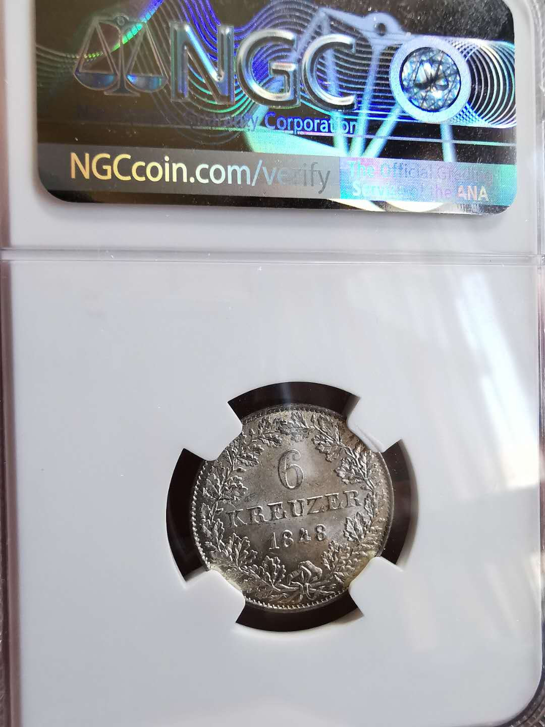 凡希社世界钱币微拍第一百四十四期 1848法兰克福6K银NGC-MS63