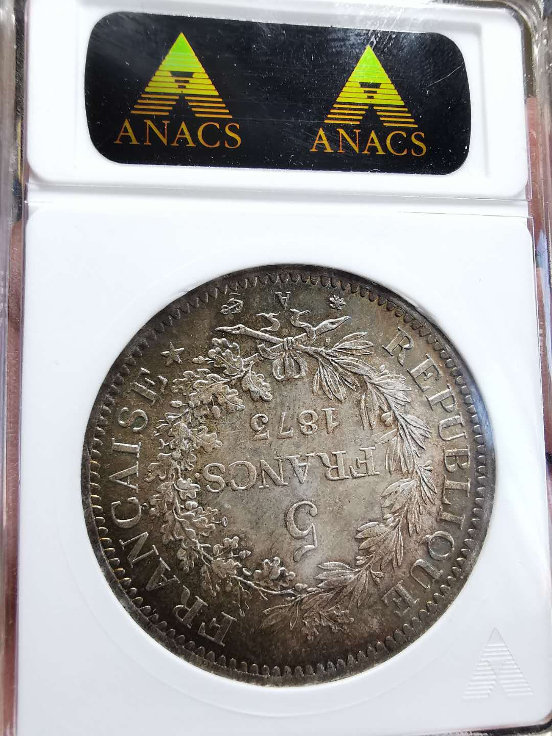 凡希社世界钱币微拍第一百四十四期 1873法国大力神5法郎ANACS-MS65绚烂包浆！