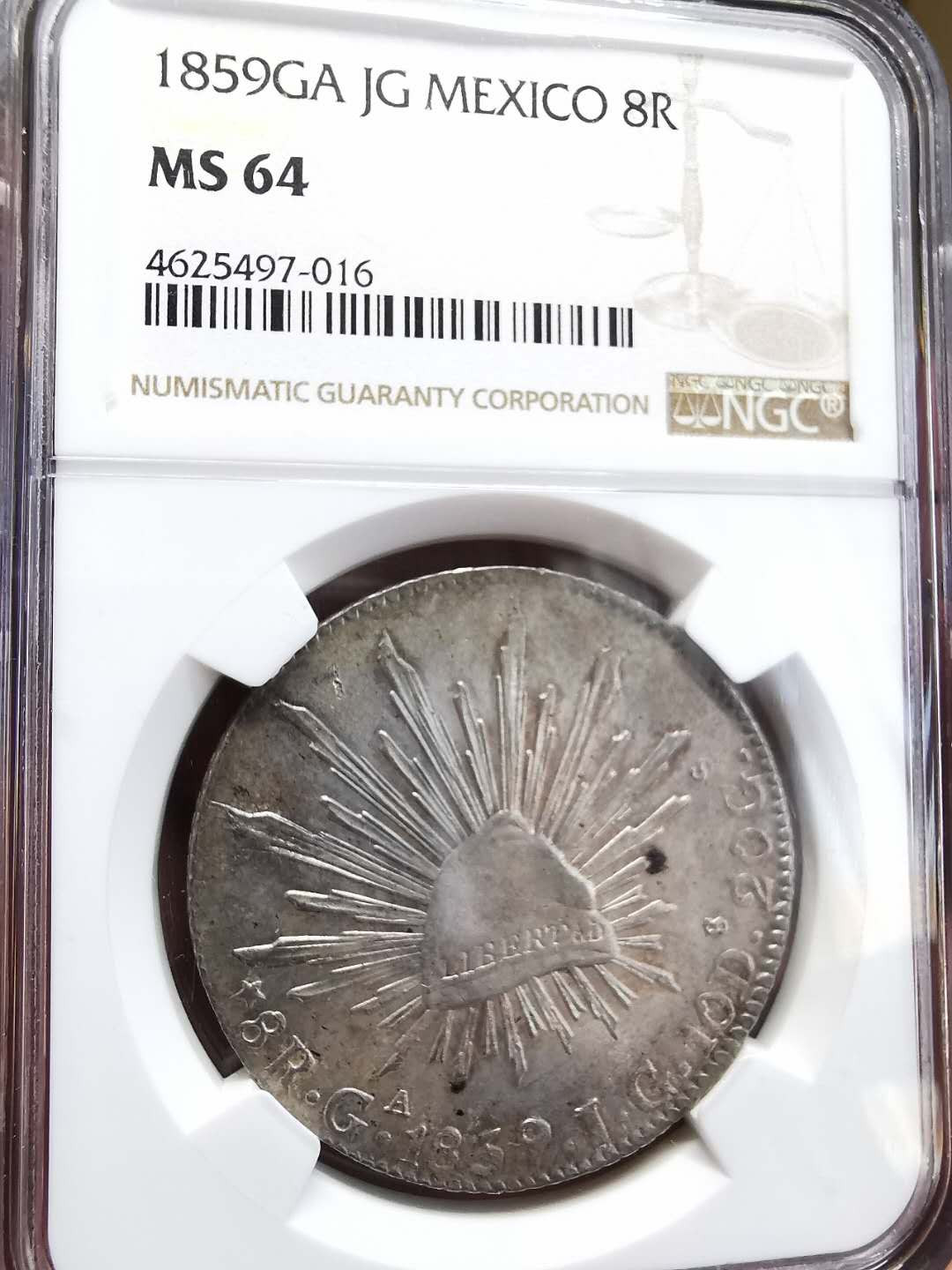 凡希社世界钱币微拍第一百四十四期 荐！1859GA墨西哥花边鹰洋NGC-MS64深五彩！