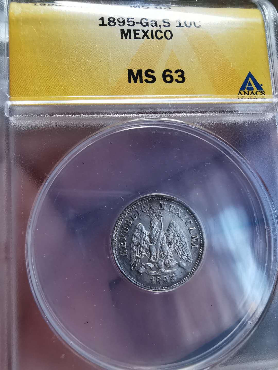 凡希社世界钱币微拍第一百四十四期 1895GA墨西哥10分小鹰洋ANACS-MS63