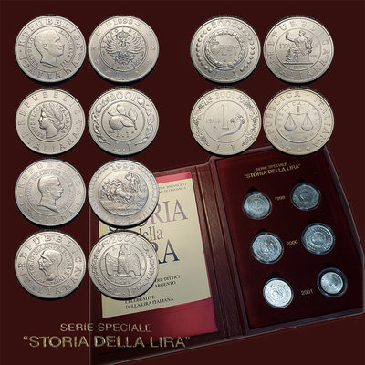 0起1加-纯粹捡漏拍-06场 - 意大利1999-2001年里拉的历史6枚银币官方套币-盒证全