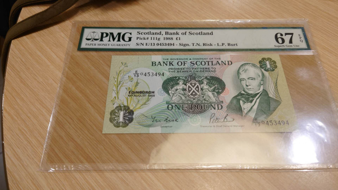 【囧羊收藏】精选微拍第10期~2021年首场世界钱币精选荟萃 1988年苏格兰1镑 PMG67E高分 全新绝品
