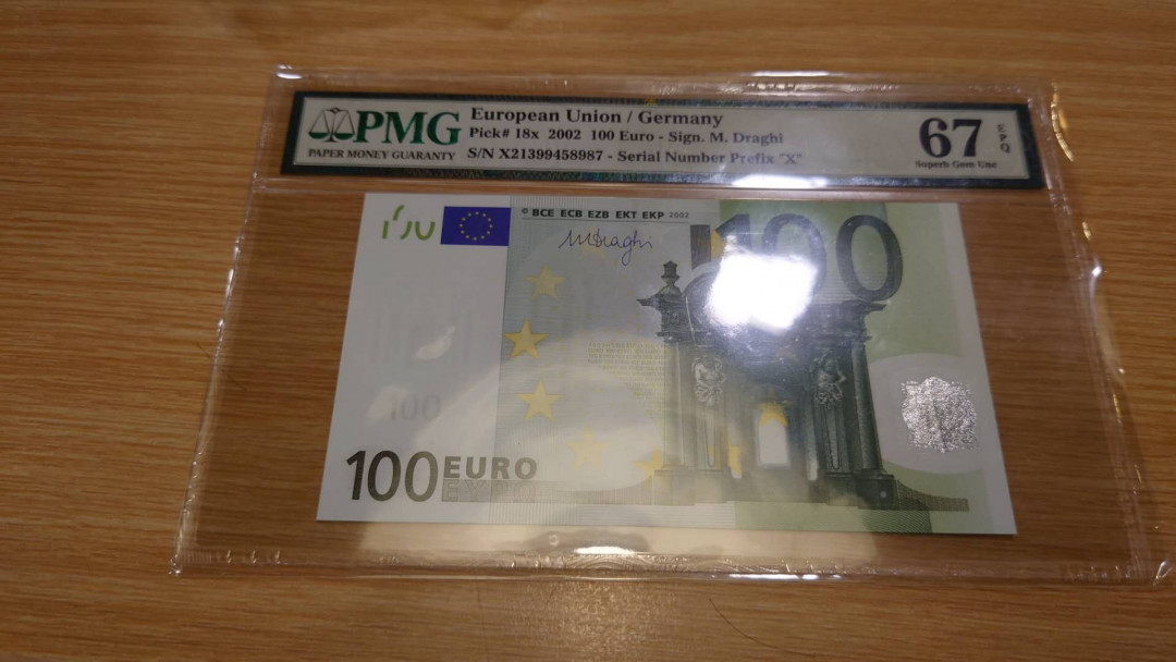 【囧羊收藏】精选微拍第10期~2021年首场世界钱币精选荟萃 2002年德国版100欧元 PMG67E高分 全新绝品