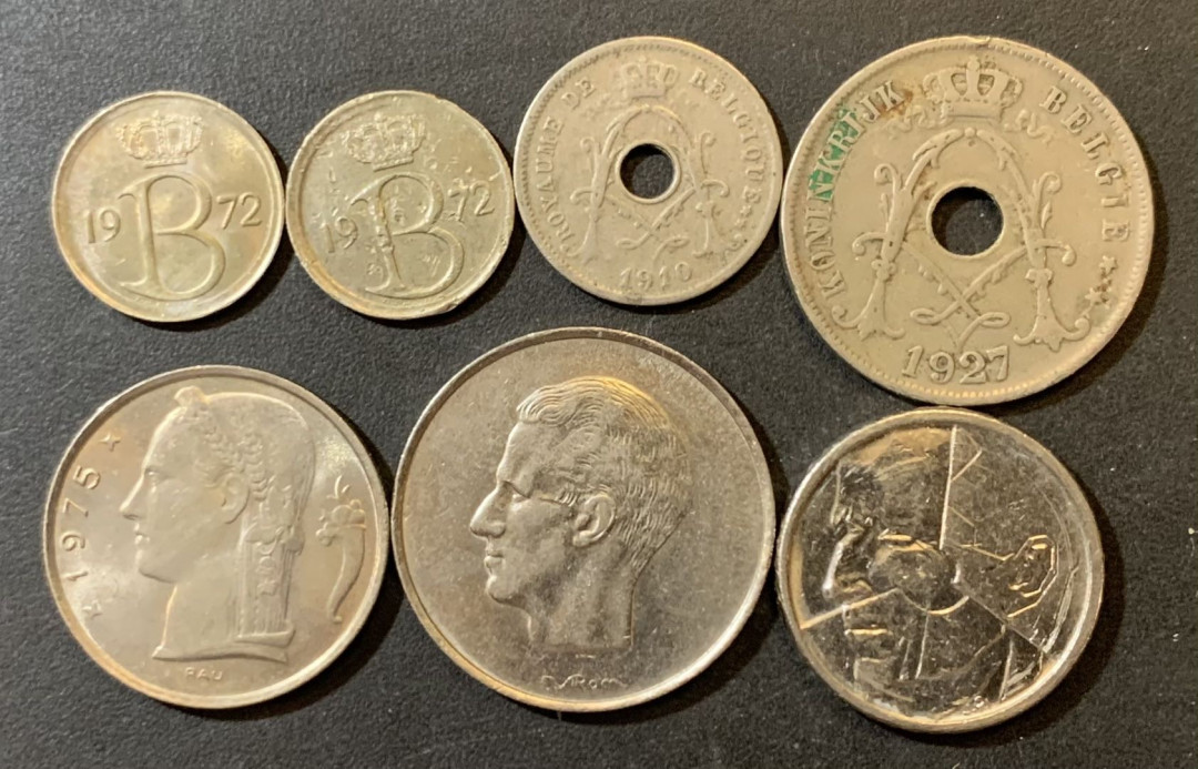 紫瑗钱币—微拍第135期  比利时 各时期 流通硬币 7枚一组