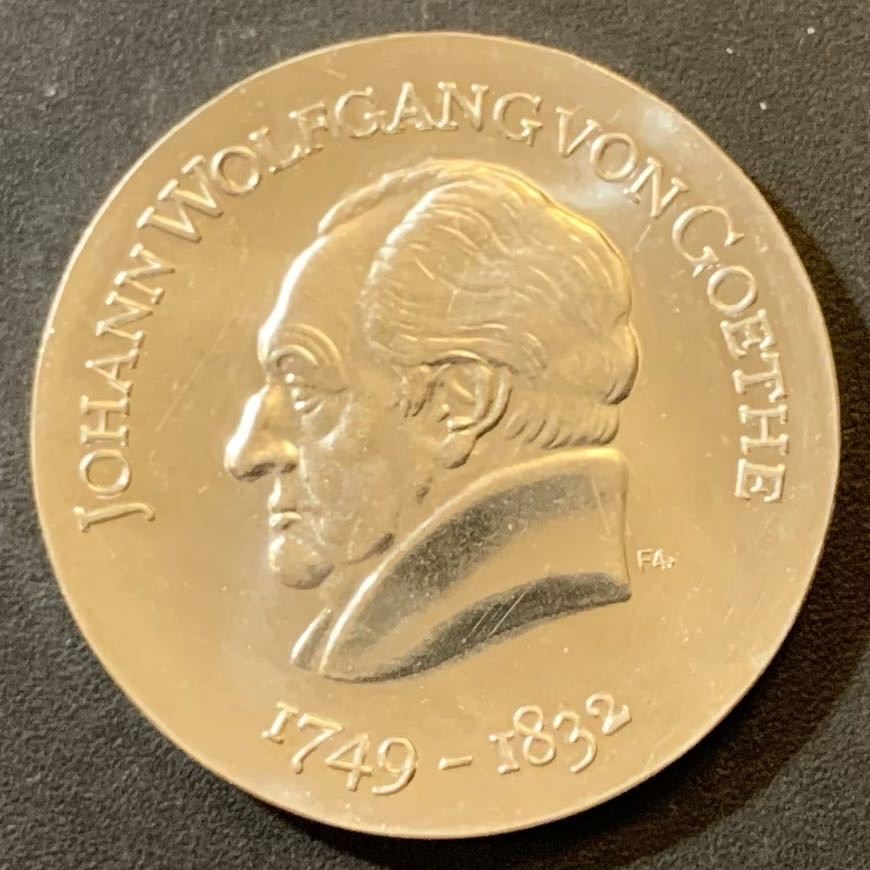 紫瑗钱币—微拍第125期  东德 1969年 约翰·沃尔夫冈·冯·歌德诞辰220周年 20马克 20.9克 0.625银