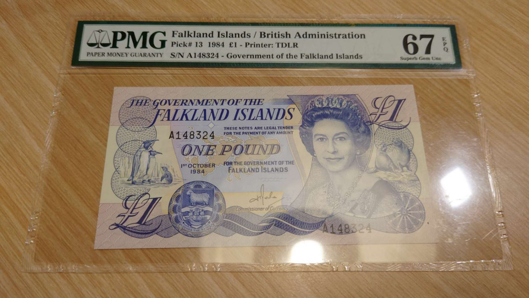 【囧羊收藏】精选微拍第10期~2021年首场世界钱币精选荟萃 1984年福克兰群岛1镑 PMG67E高分少见品种