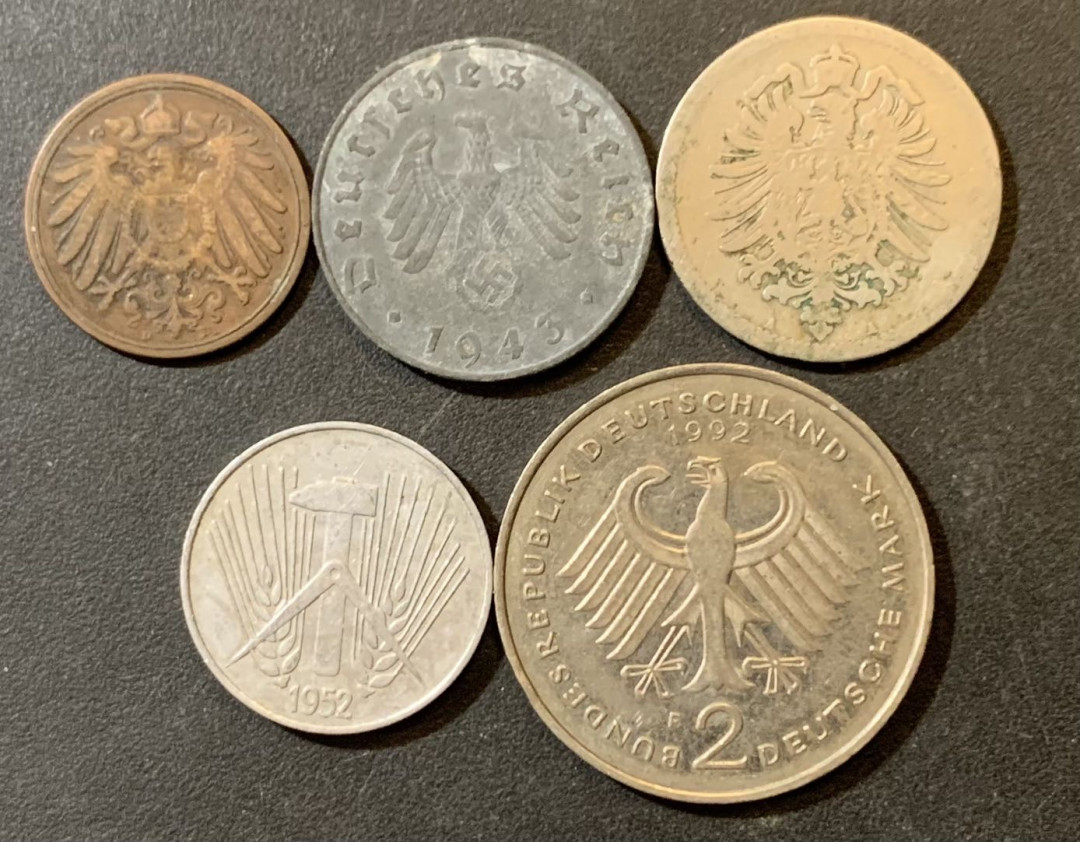 紫瑗钱币—微拍第125期  德国 各时期 硬币 5枚一组