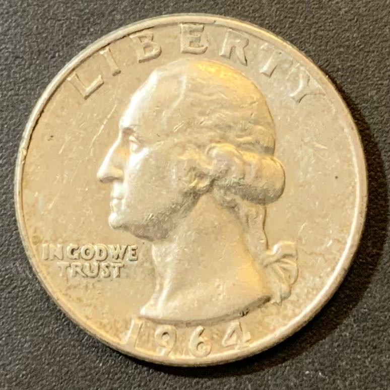 紫瑗钱币—微拍第125期  美国 1964年 华盛顿 25美分 6.25克 0.9银 