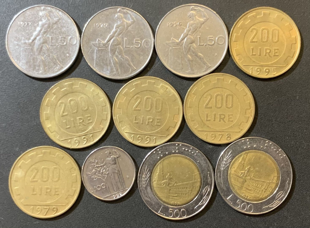 紫瑗钱币—微拍第125期  意大利 欧元前流通币 各种面值 共11枚